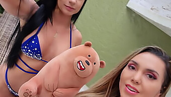 Lesbian Teddy Bear Playtime With A Sultry Latina Babe