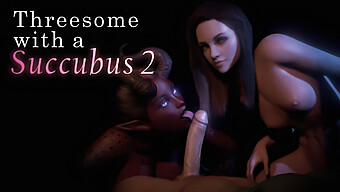 Uma Demoness Sedutora Se Envolve Em Um Ménage À Trois Com Um Casal Em Um Vídeo 3d Animado