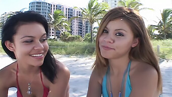 Two Young Girls Give Deep And Enthusiastic Blowjobs On A Miami Beach