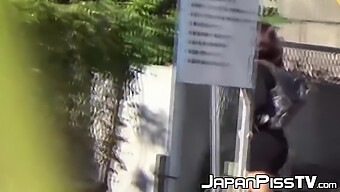 Japanese Girls Caught In The Act Of Public Urination