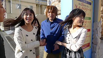 Kotomi Asakura, A Japanese Girl, Enjoys A Threesome With Friends And A Guy Sucking