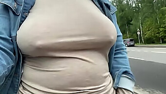 Desi Lady Exposes Her Mature And Saggy Breasts In Public